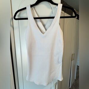ALO Yoga White Ribbed V-Neck Tank